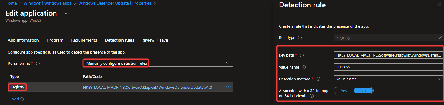 Updated Defender status after script run